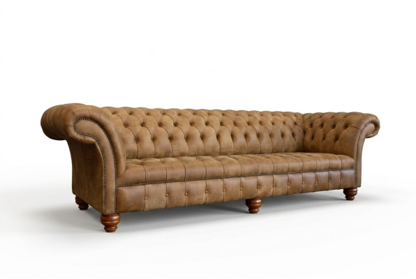 Chesterfield Canapé Marron Canapé Rembourré 4 Places Canapés Siège Suite
