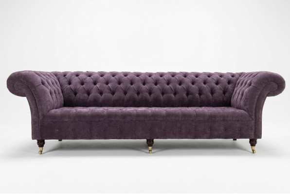 Canapé Chesterfield luxueux violet en tissu pour canapé 4 places suite de sièges