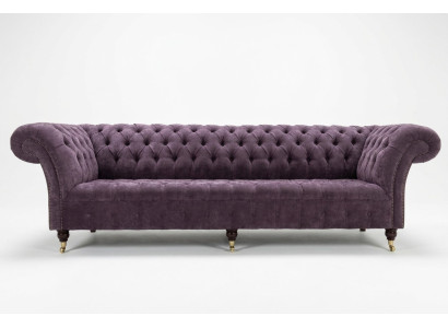 Canapé Chesterfield luxueux violet en tissu pour canapé 4 places suite de sièges