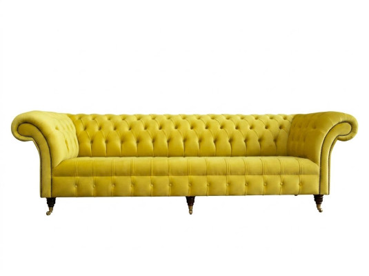 Canapé design 4 places Tissu d'ameublement de luxe classique Canapés Chesterfield Canapé