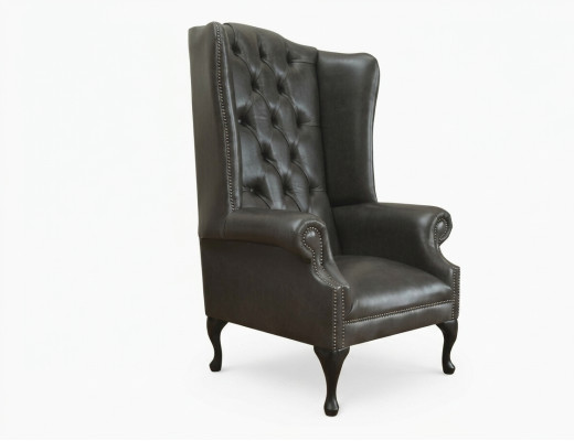 Fauteuil Chesterfield avec oreilles, canapé une place, sofa, relax, rembourré, velours, cuir, tissu