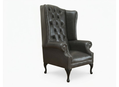 Fauteuil Chesterfield avec oreilles, canapé une place, sofa, relax, rembourré, velours, cuir, tissu