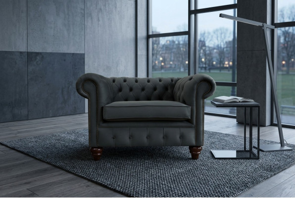 Fauteuil design Chesterfield canapé rembourré en textile de luxe 1 place fauteuil individuel