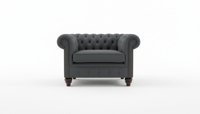 Fauteuil design Chesterfield canapé rembourré en textile de luxe 1 place fauteuil individuel