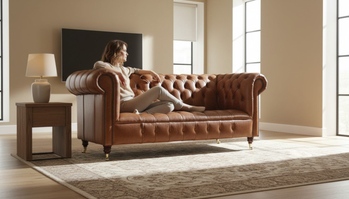 Chesterfield canapé trois places couchage sofa design canapés sofa en cuir neuf