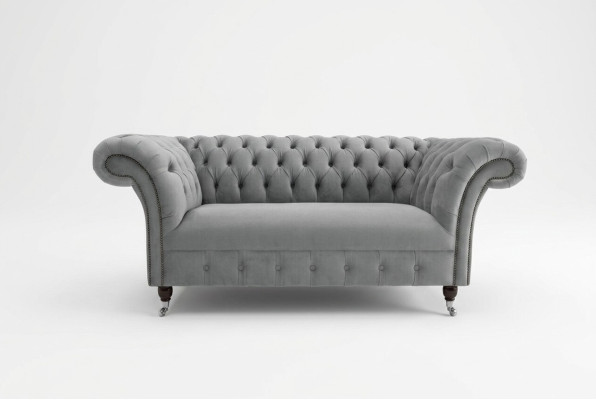 Chesterfield Luxus canapé 2 places canapé rembourré en tissu textile ensemble neuf