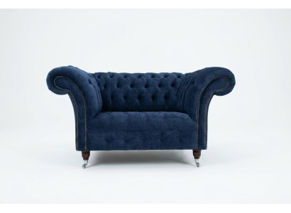Fauteuil Chesterfield Sofa rembourré Canapé 1,5 places Fauteuil une place Bleu Tissu