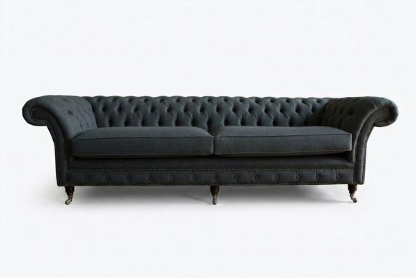Original Chesterfield Canapé en cuir en tissu Chesterfield Upholstery Grand coussin de siège gris 265cm