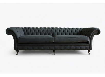 Original Chesterfield Canapé en cuir en tissu Chesterfield Upholstery Grand coussin de siège gris 265cm