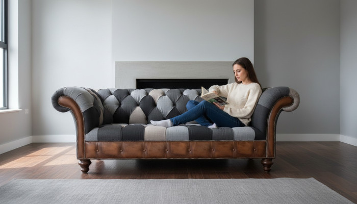 Canapé en tissu Chesterfield 3 places Canapé rembourré Canapés Design Canapés en tissu de luxe Neuf