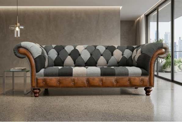 Canapé en tissu Chesterfield 3 places Canapé rembourré Canapés Design Canapés en tissu de luxe Neuf