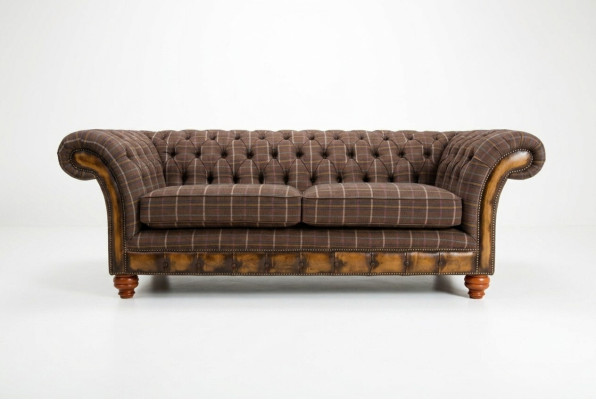 Canapé classique Chesterfield 3 places Canapés Design Revêtement Cuir Marron