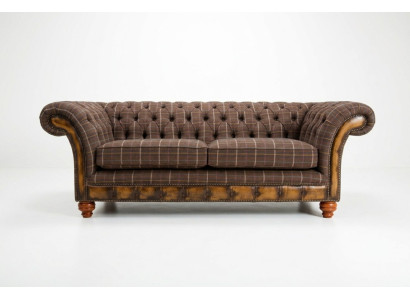 Canapé classique Chesterfield 3 places Canapés Design Revêtement Cuir Marron