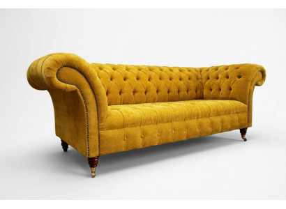 Designer Chesterfield jaune 3 places - canapé de luxe trois places