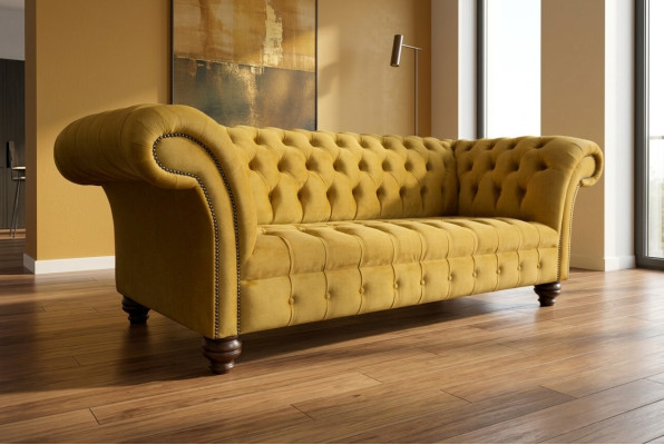 Ensemble de canapé Chesterfield design, ensemble de canapé en velours 4 pièces.
