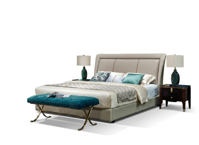 Lits Lits Rembourrage Double Mariage Luxe Cuir Moderne Designer Mobilier de Chambre