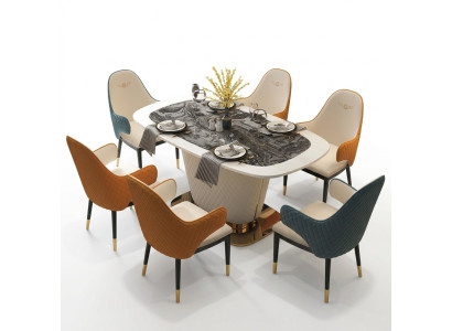 Conception Table à manger Cuir Table en pierre Tables de salle à manger modernes Meubles 160x90 Tables