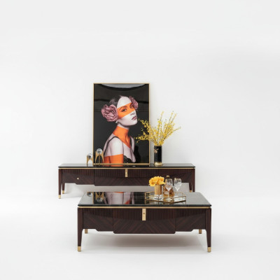 Table basse en bois Table d'appoint Canapé Canapé Tables Marbre Salon Design Meubles