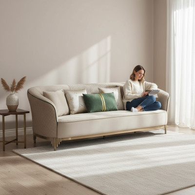 Design 3 places Trois canapés Club Lounge Sofa Upholstery Canapé en tissu