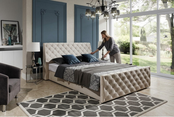 Lit Chesterfield Lit Lits en cuir 180x200cm Garniture Conception de mariage Meubles d'hôtel en cuir