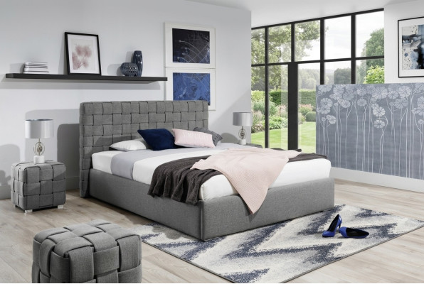 Lit en design luxueux avec matelas double pour hôtel, chambre nuptiale, chambre à coucher neuve 200x200 cm.