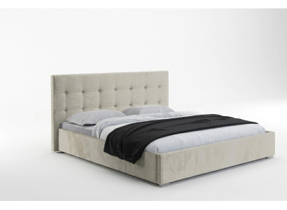 Beige 160x200 lit chambre à coucher lits textile cuir hôtel luxe rembourré grand neuf