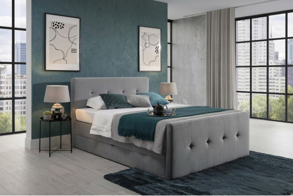 Lit Chesterfield gris moderne de luxe Lits doubles Meubles de chambre