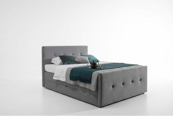 Lit Chesterfield gris moderne de luxe Lits doubles Meubles de chambre