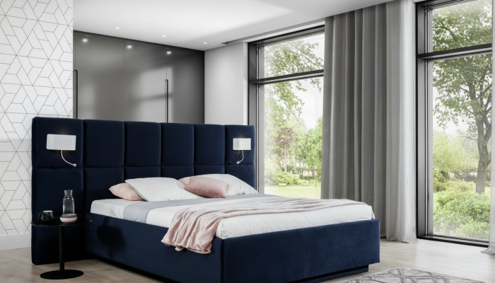 Conception de lit Hôtel Lit Double Chambre Lit Rembourrage Lits de Luxe 180x200cm Textile