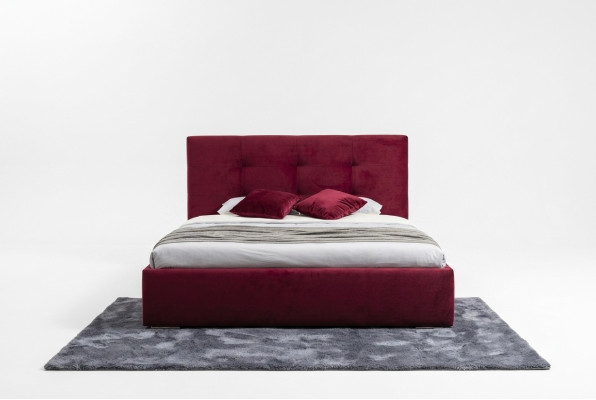 Lit Bordeaux 160x200 Chambre à coucher Lits Tissu Cuir Hôtel Luxe Rembourré Grand