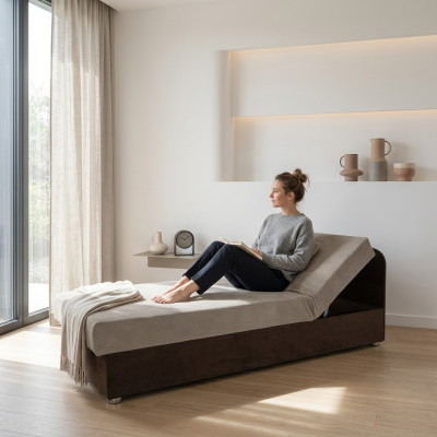 Lit Lits 80*200 Chambre à coucher Cuir Rembourrage Textile Cadre de lit Tissu Textile