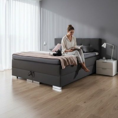 Lit tapissé en cuir textile design double XXL grand baroque