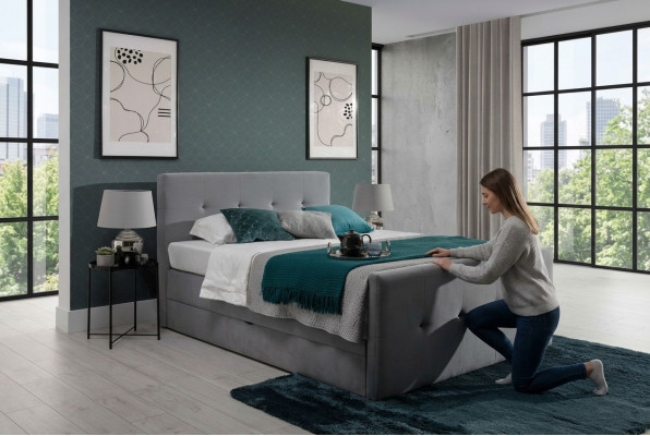 Lit Chesterfield Lit rembourré Lit double Lits design xxl de luxe lit à ressorts à boîte