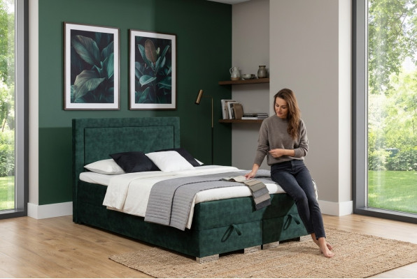 Lit boxspring céleste lit double avec matelas et surmatelas lit vert
