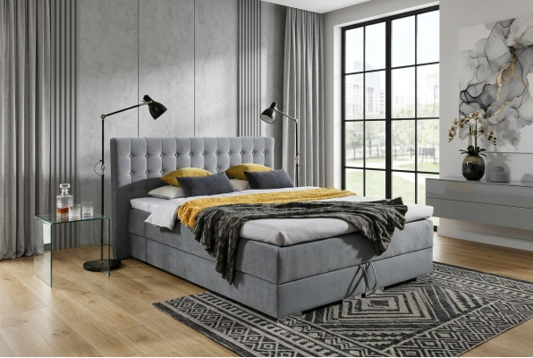 Lit design Chesterfield en textile velours rembourré, lit velours hôtel, lits chambre à coucher neuf.