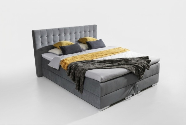 Lit design Chesterfield en textile velours rembourré, lit velours hôtel, lits chambre à coucher neuf.