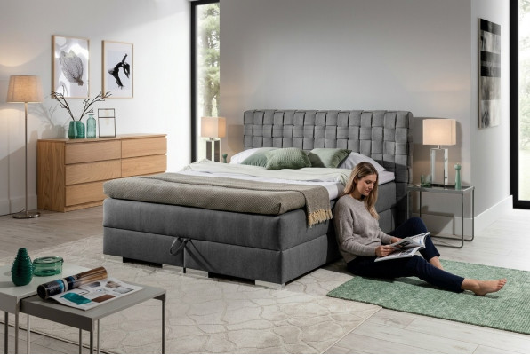 Bett Design Luxus Hôtel Lits 200x200cm Boxspringbett Tissu Gris 200x200cm neuf