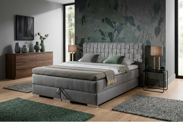 Bett Design Luxus Hôtel Lits 200x200cm Boxspringbett Tissu Gris 200x200cm neuf