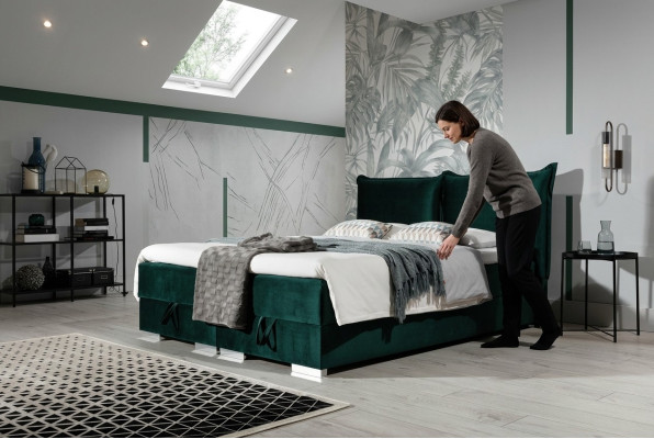 Lits Boxspring Lit Rembourré Similicuir Designer Hôtel Double Luxe Design Neuf