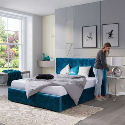 Lit design luxe double hôtel lit conjugal 160 x 200 cm chambre à coucher en velours