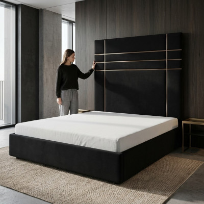 Hôtel Double Lit en Cuir Textile Chambre à Coucher Literie de Luxe Lits Design Moderne