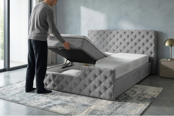 Lit double gris Chesterfield Hôtel Lits Mobilier de chambre de designer