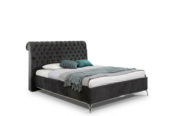 Lit double de luxe Chesterfield noir Designer Meubles de chambre
