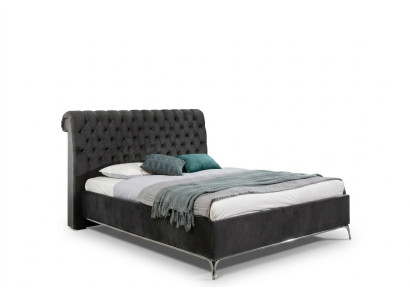 Lit double de luxe Chesterfield noir Designer Meubles de chambre