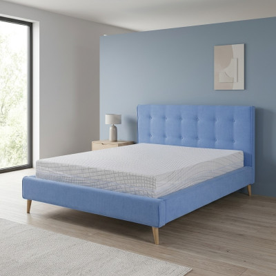Chesterfield en velours de soie - Lit double design - Lit de luxe design - Double bleu - Neuf