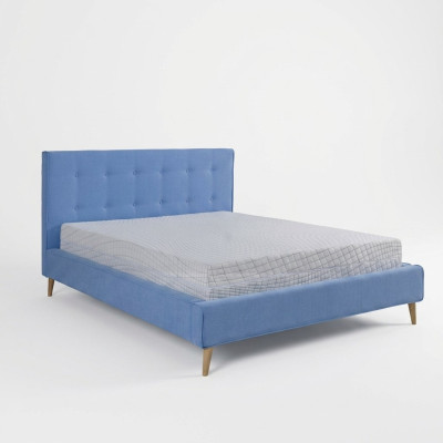 Chesterfield en velours de soie - Lit double design - Lit de luxe design - Double bleu - Neuf