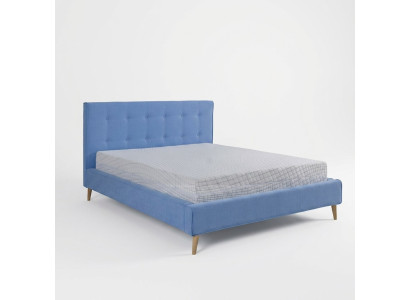 Chesterfield en velours de soie - Lit double design - Lit de luxe design - Double bleu - Neuf