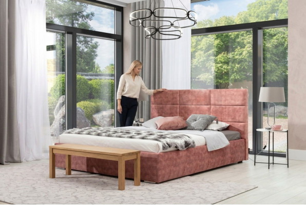 Lit double design classique de haute qualité textile cadres lit lits 140 x 200