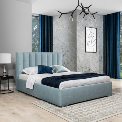 Lit bleu Cadres de lit modernes Meubles rembourrés Luxe Hôtels Lits Chambre