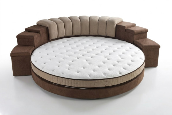 Lit rond Lits de design ronds Textile Double Hôtel de luxe Cadre Chambre de sommeil